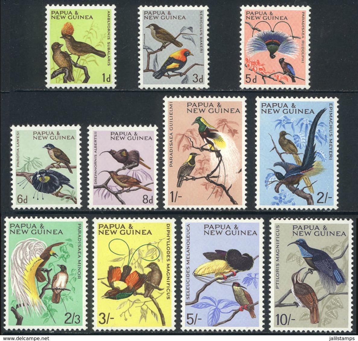 1643 PAPUA NEW GUINEA: Sc.188/198, 1964/5 Birds, Complete Set Of 11 Unmounted Values, Very Fine Quality. - Papua Nuova Guinea
