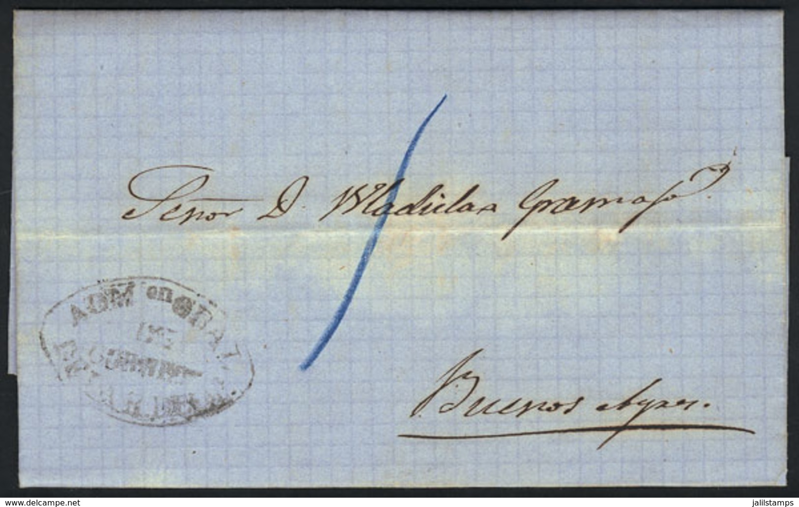 1648 PARAGUAY: Entire Letter Dated Asunción 5/MAY/1864, Sent To Buenos Aires By 'Ygurey', With The Black Oval Mark 'ADMo - Paraguay