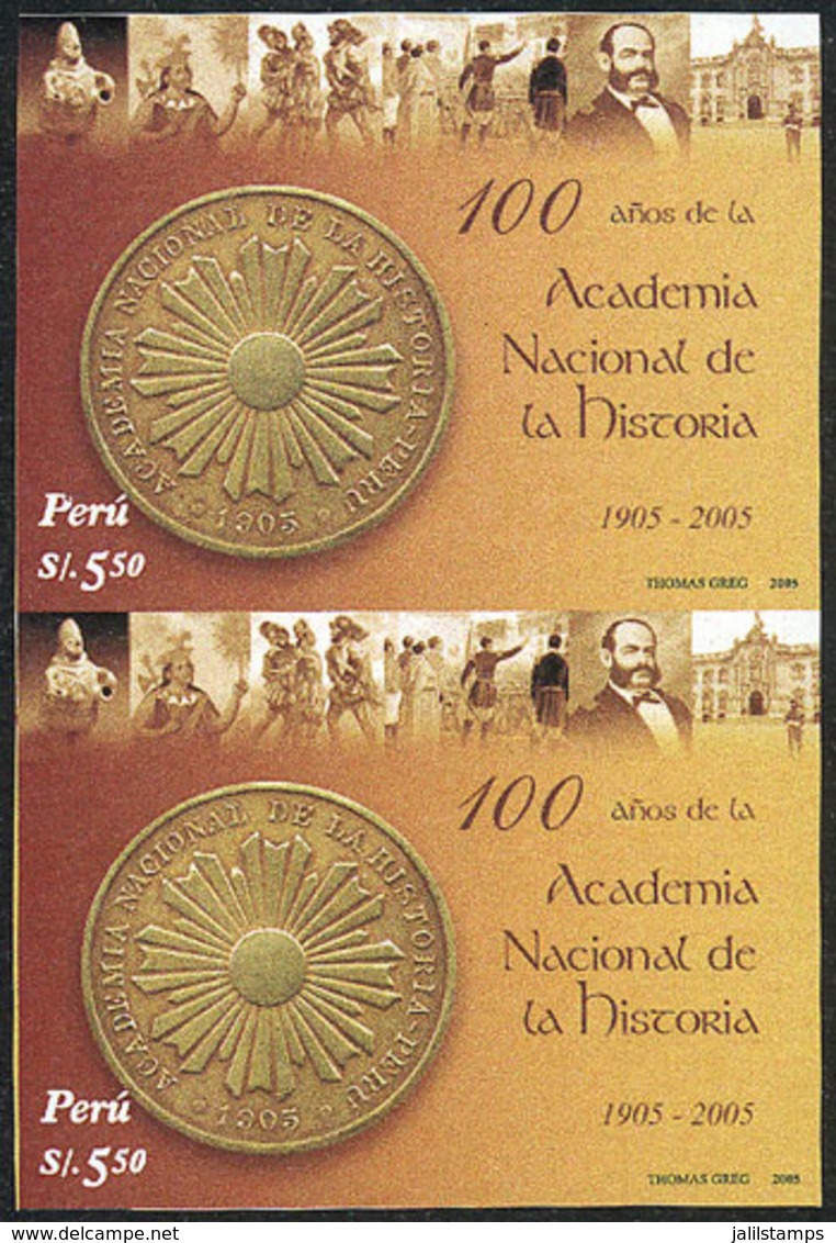 1662 PERU: Sc.1492, 2006 National Academy Of History, IMPERFORATE PAIR, Excellent Quality, Rare! - Perù