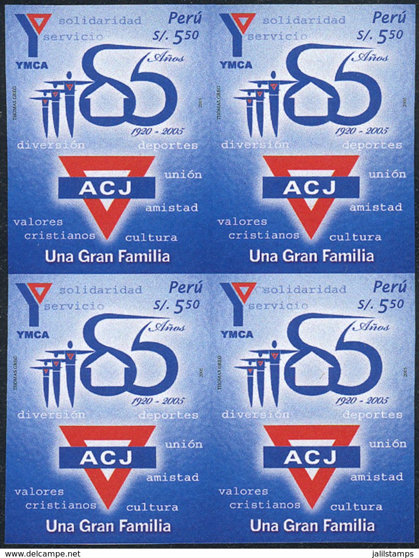 1666 PERU: Sc.1495, 2006 Christian Youth Association, IMPERFORATE BLOCK OF 4, Excellent Quality, Rare! - Perù
