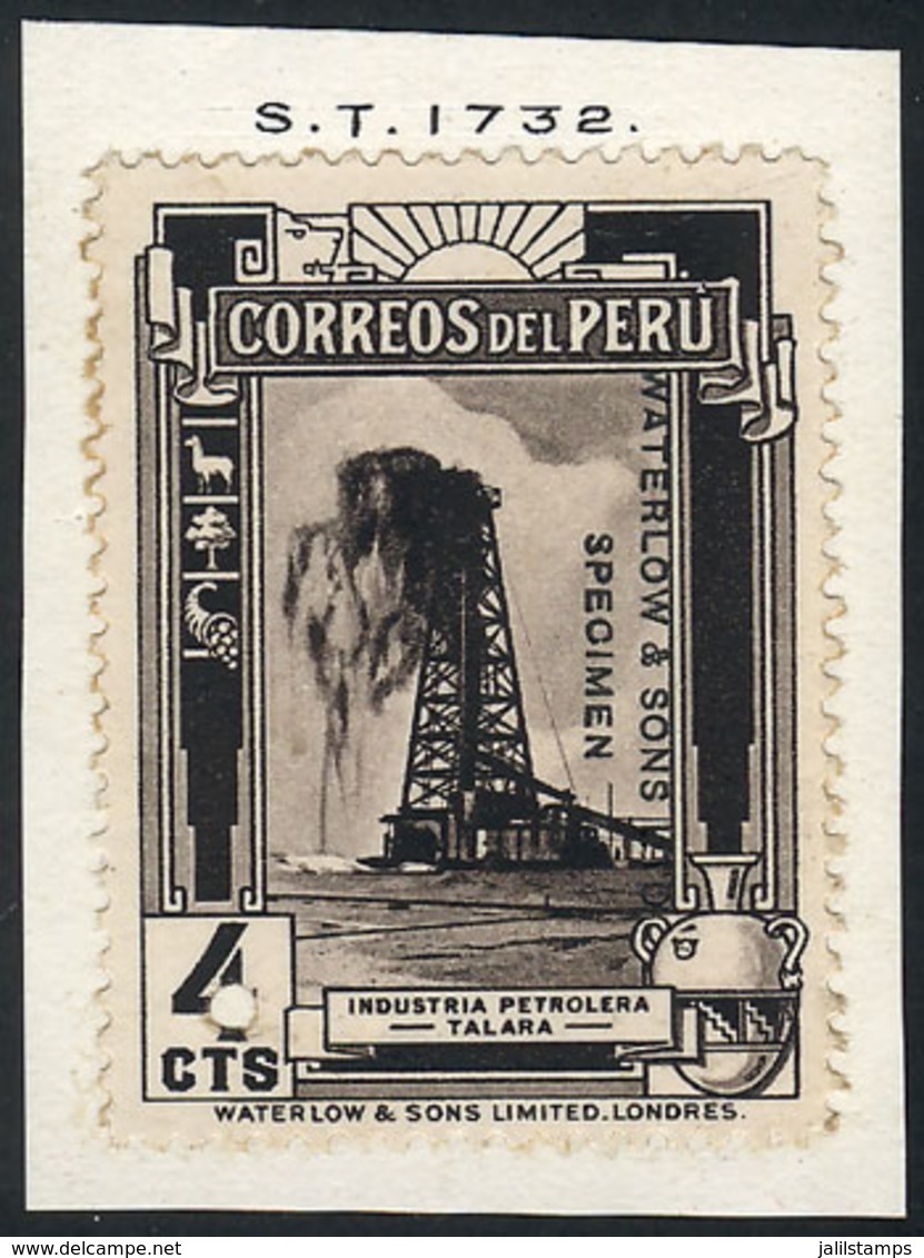 1680 PERU: Sc.358, 1936 4c. Petroleum Industry, SPECIMEN Of Waterlow & Sons Ltd. In The Adopted Color, With 'Waterlow &  - Peru