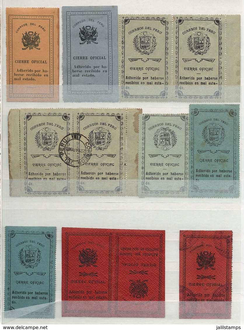 1684 PERU: OFFICIAL SEALS: Collection In Stockbook, 100 Items, Mint Or Used, Some With Defects But Most Of Very Fine Qua - Perù