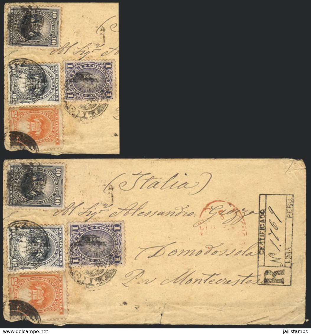 1697 PERU: Registered Cover Sent From Lima To Domodossola (Italia) Via London, With Arrival Backstamp Of 17/JUL/1887, Fr - Perù