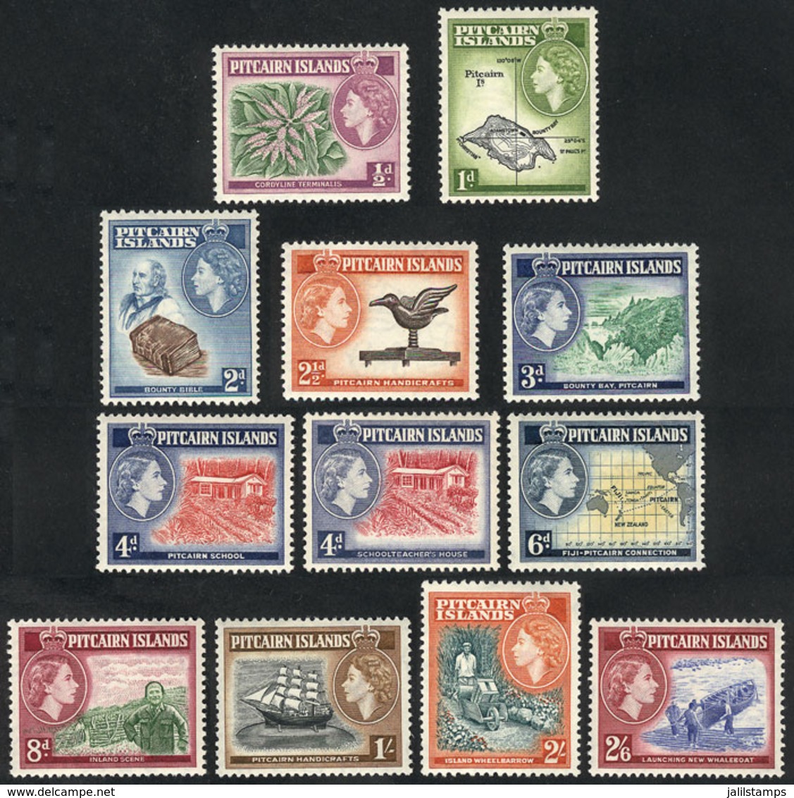 1706 PITCAIRN ISLANDS: Sc.20/30 + 31, 1957/8 Ships, Maps Etc., Complete Set Of 12 Unmounted Values, Excellent Quality, C - Pitcairn