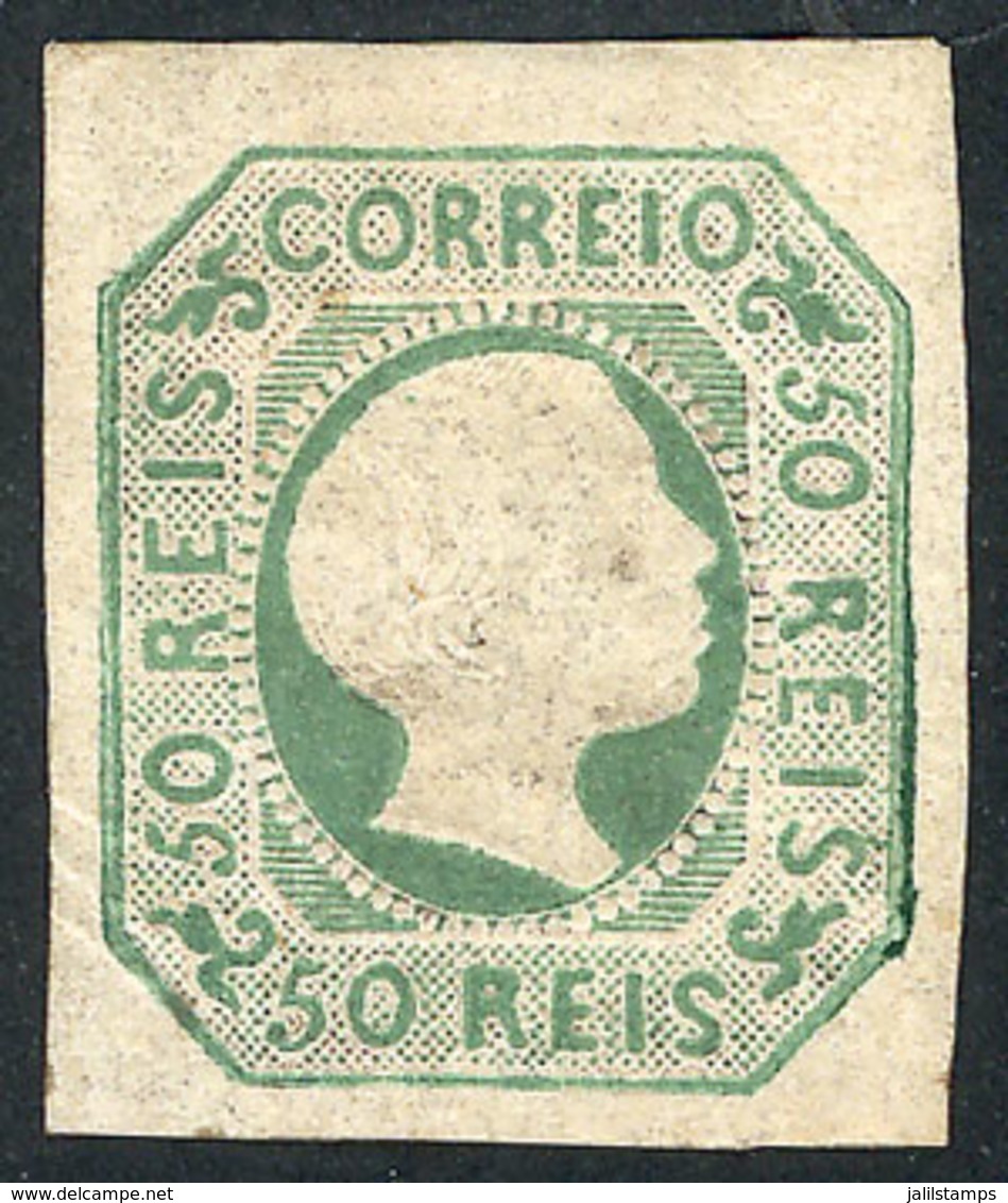 1727 PORTUGAL: Sc.7, 1855 50r. Green, Mint Original Gum, VF Quality! - Other & Unclassified