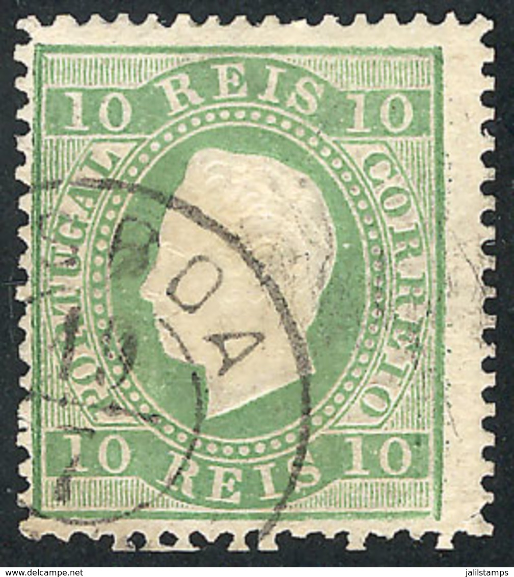 1731 PORTUGAL: Sc.37a, 1870/83 10r. Yellowish Green, Normal Paper, Perf 13½, VF Quality! - Altri & Non Classificati