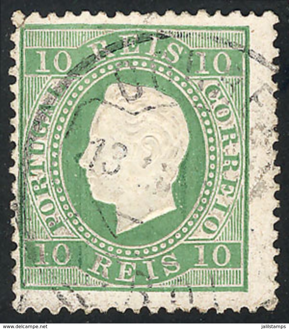 1732 PORTUGAL: Sc.37c, 1870/83 10r. Yellow-green, Chalky Paper, Perf 12½, VF Quality - Other & Unclassified