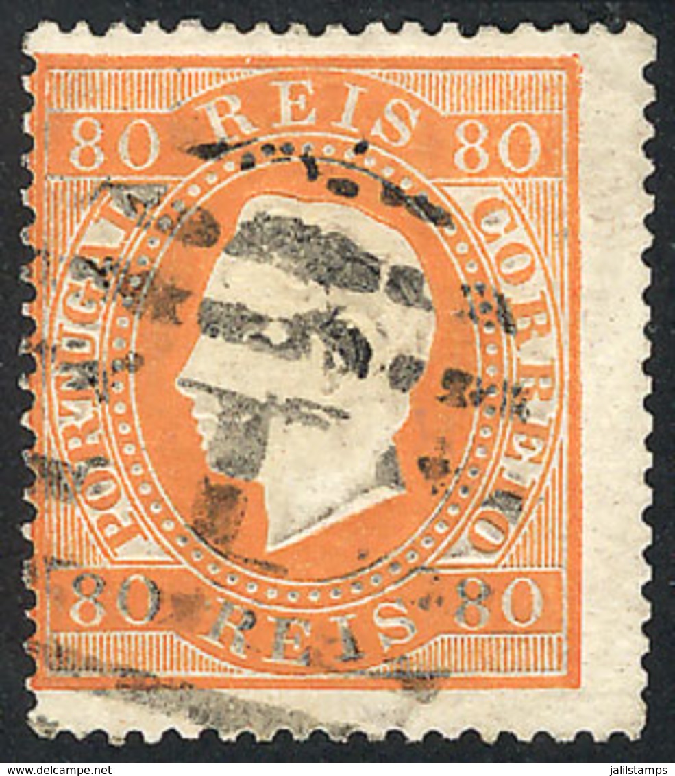 1736 PORTUGAL: Sc.44c, 1870/84 80r. Orange, Perf 14¼, Very Fine Quality, Very Rare! - Altri & Non Classificati