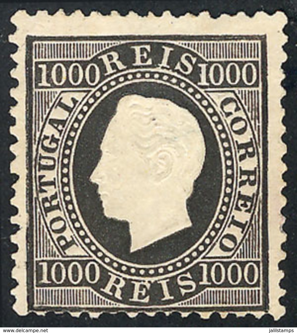 1740 PORTUGAL: Sc.51, 1870/84 1000r. Black, Mint Without Gum, VF Quality! - Altri & Non Classificati