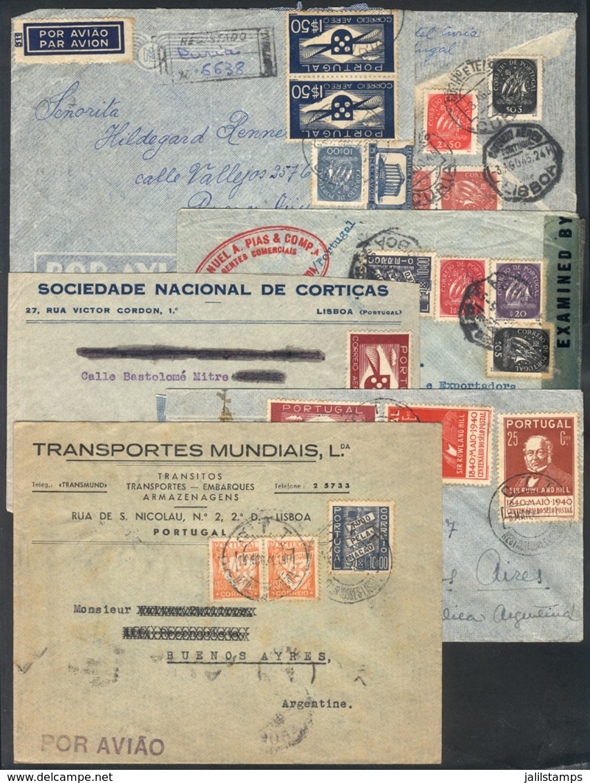 1756 PORTUGAL: 6 Airmail Covers Sent To Argentina Between 1940 And 1946, Nice Postages! - Other & Unclassified