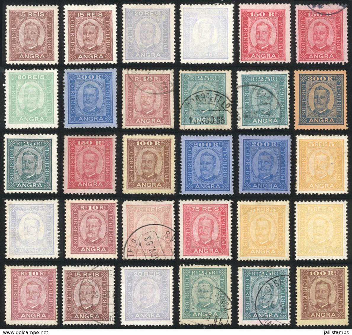 1766 PORTUGAL - ANGRA: Interesting Lot Of Stamps Issued In 1892/3, Used Or Mint (several Without Gum), Mixed Quality (so - Other & Unclassified