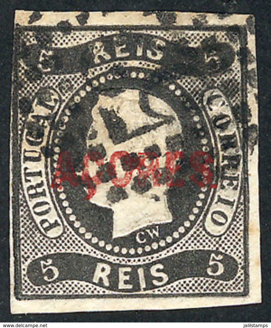 1769 PORTUGAL - AZORES: Sc.1, 1868 5r. Black, Used, Fine Quality - Other & Unclassified