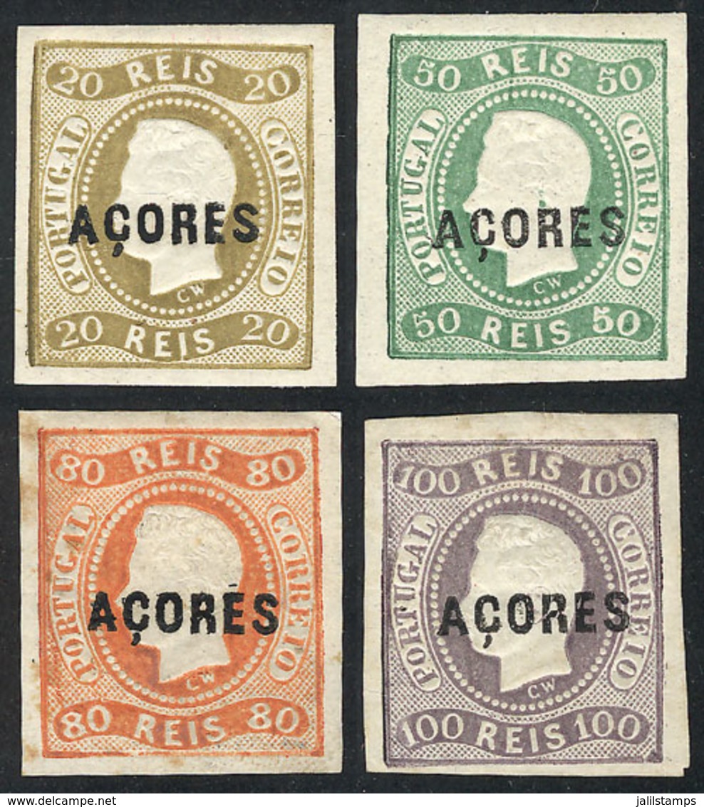 1770 PORTUGAL - AZORES: Sc.3/6, 1868 20r. To 100r., Mint Original Gum (the 80r. Without Gum), Very Fine Quality, Rare! - Altri & Non Classificati