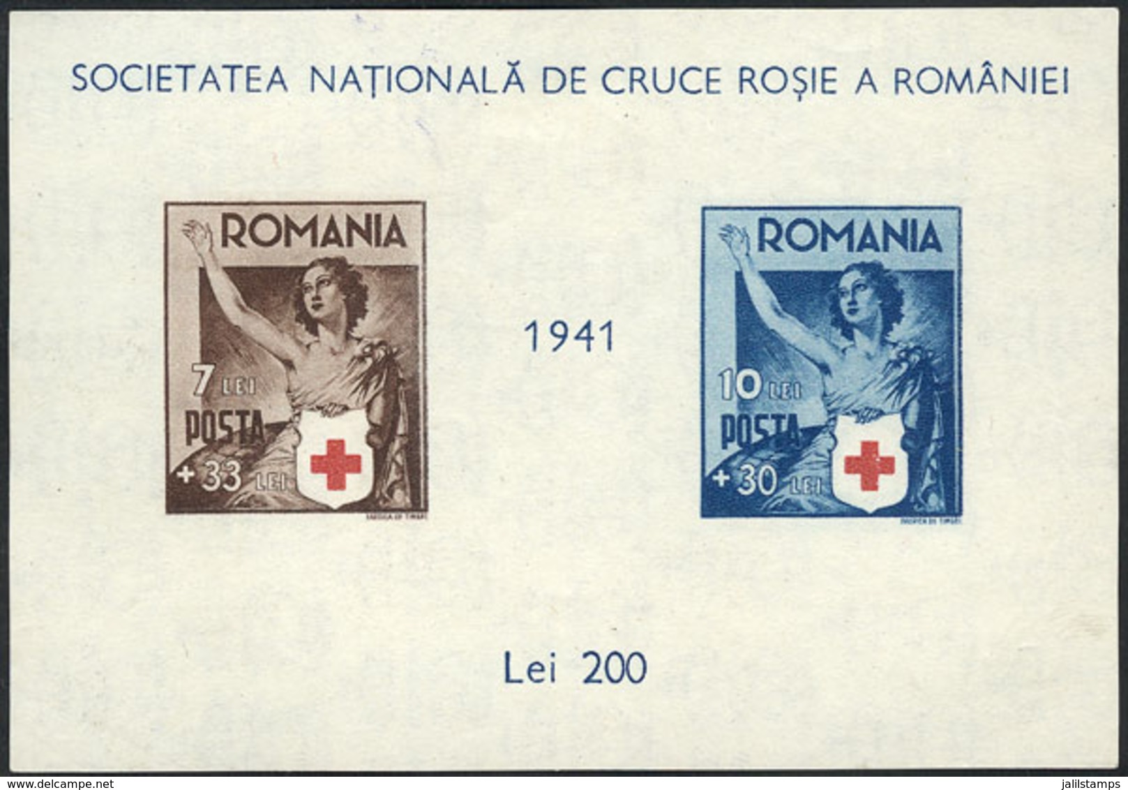 1789 ROMANIA: Yvert 7, 1942 Red Cross, Issued Without Gum, Fine Quality, Catalog Value US$45. - Other & Unclassified