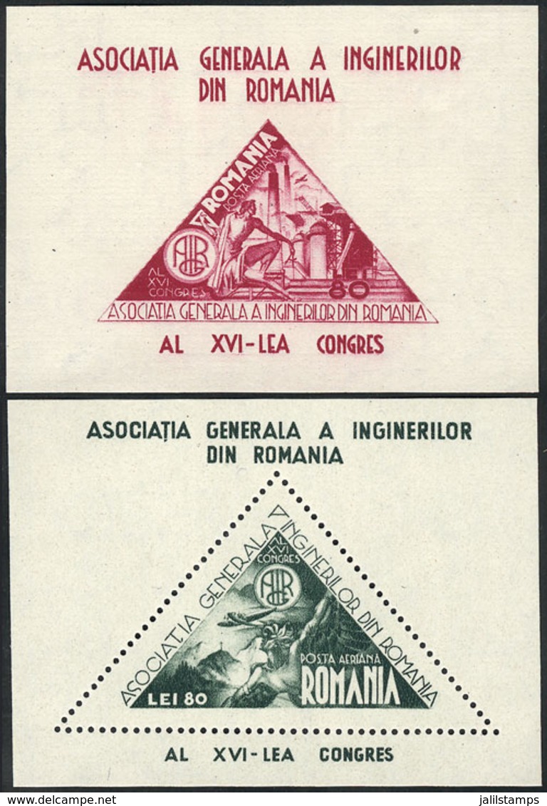 1790 ROMANIA: Yvert 26/27, 1945 Congress Of Engineers, The Set Of 2 Values Issued Without Gum, VF Quality, Catalog Value - Altri & Non Classificati