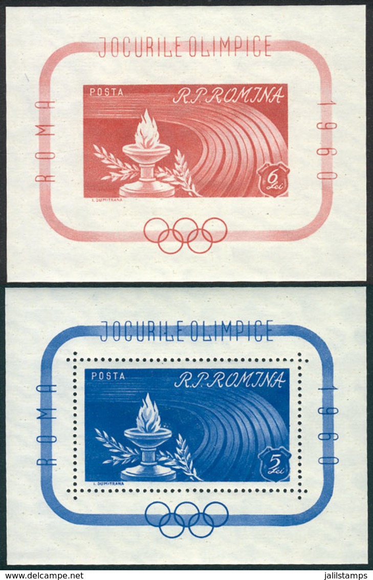 1792 ROMANIA: Yvert 47/48, 1960 Roma Olympic Games, The Set Of 2 Unmounted S.sheets, VF Quality, Catalog Value Euros 67+ - Sonstige & Ohne Zuordnung