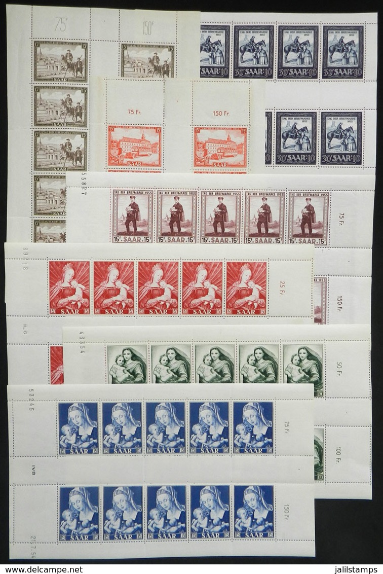 1819 SARRE: Lot Of Mini-sheets Of 10 Examples Of Several Stamps Issued In 1950s, All MNH And Of Very Fine Quality (some  - Altri & Non Classificati