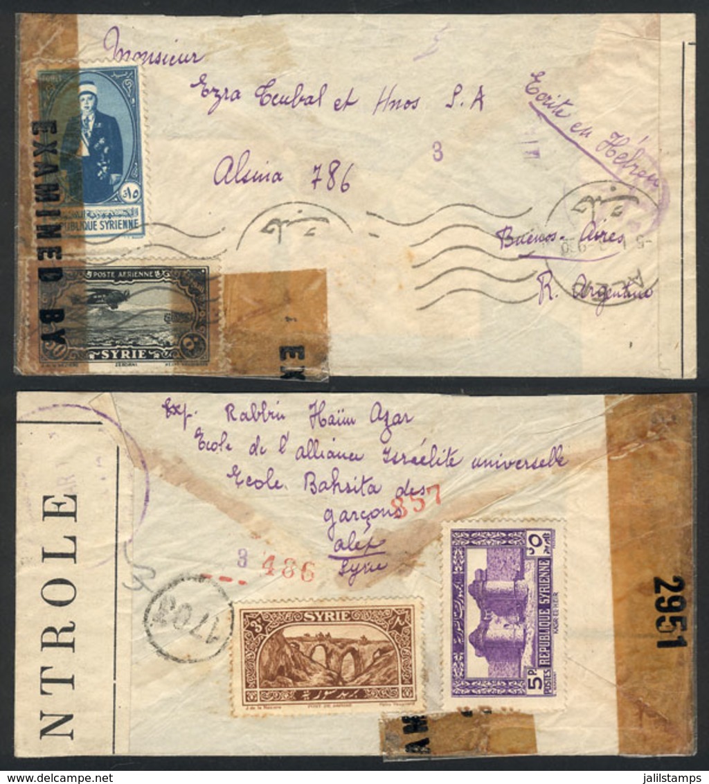 1823 SYRIA: Airmail Cover Sent To Argentina On 5/JA/1943 With Interesting Double Censorship, Very Attractive! - Syrie