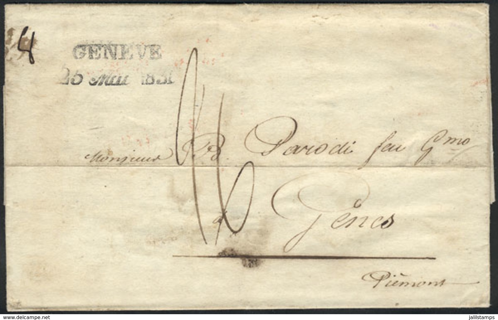 1834 SWITZERLAND: Entire Letter Sent From GENEVE To Genes On 24/MAY/1836, With Nice Postal Marks On Front And Reverse, V - ...-1845 Vorphilatelie