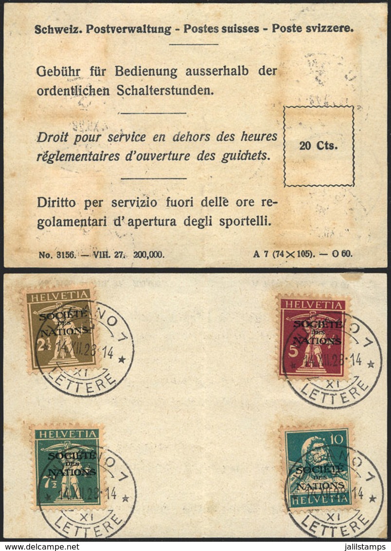 1836 SWITZERLAND: Postal Form To Pay The Fee For Service Outside Normal Working Hours, On Reverse It Bears 4 Offical Sta - ...-1845 Prephilately