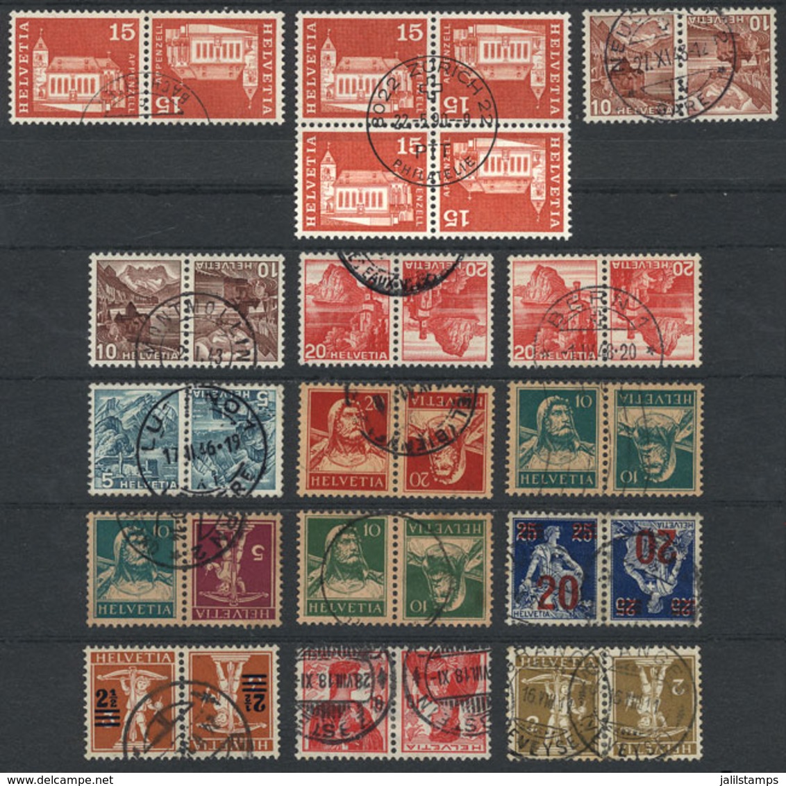 1844 SWITZERLAND: TETE-BECHES: Lot Of Several Tete-beche Pairs And Blocks Of 4, Used, Most Of Very Fine Quality! - Sonstige & Ohne Zuordnung