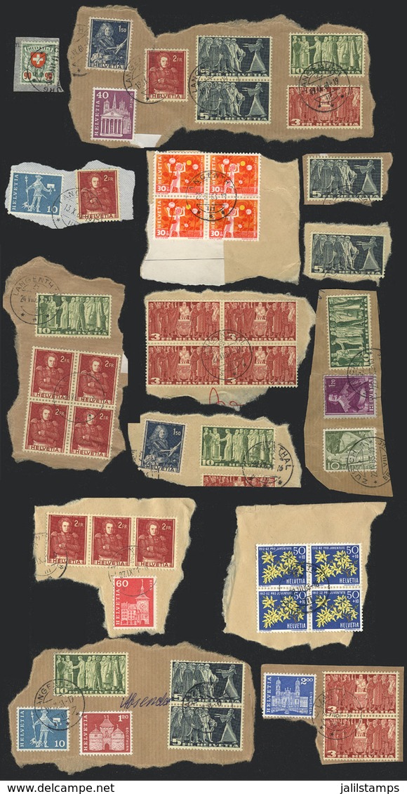 1848 SWITZERLAND: Good Lot Of Used Stamps On Fragments, VF Quality! - Other & Unclassified