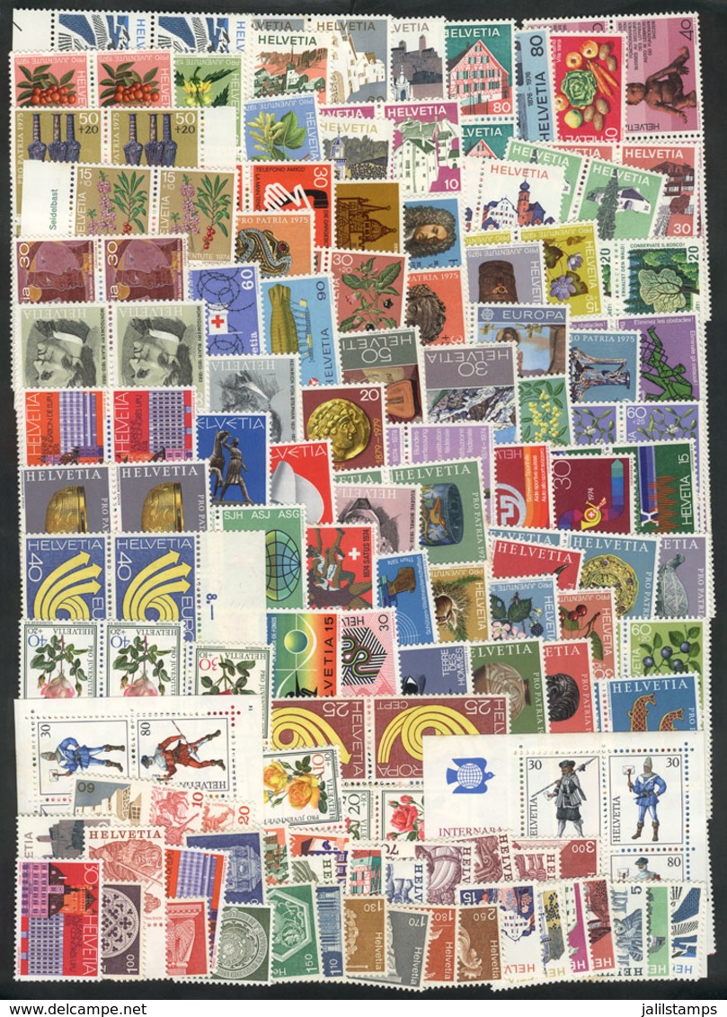 1849 SWITZERLAND: CHEAP POSTAGE: Lot Of Stamps From 1970/80s, MNH But With Light Staining On Gum, All Valid For Use As P - Sonstige & Ohne Zuordnung