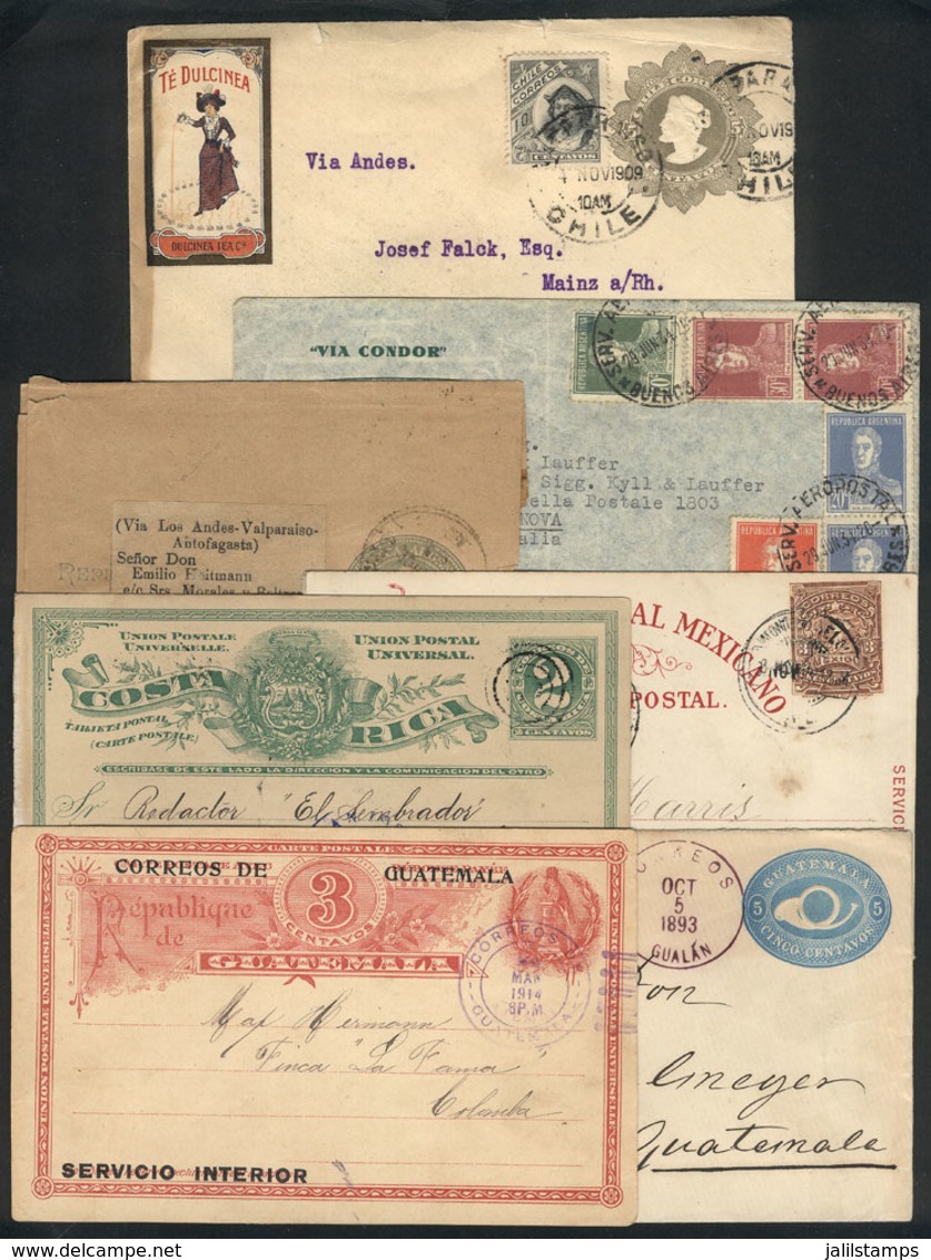 1861 WORLDWIDE: SOUTH AMERICA: Small Lot Of Interesting Covers Of 1893 To 1934, Including A Card Sent From San José (Cos - Sonstige & Ohne Zuordnung