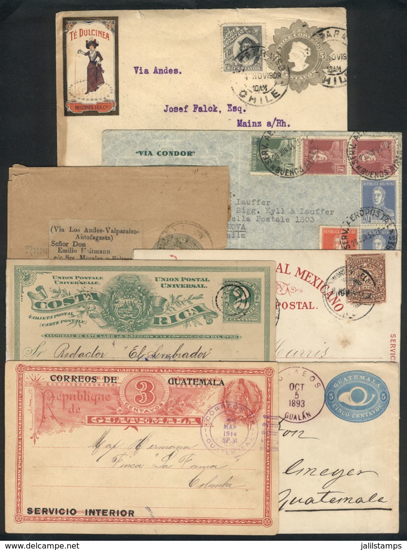 1861 WORLDWIDE: SOUTH AMERICA: Small Lot Of Interesting Covers Of 1893 To 1934, Including A Card Sent From San José (Cos - Other & Unclassified