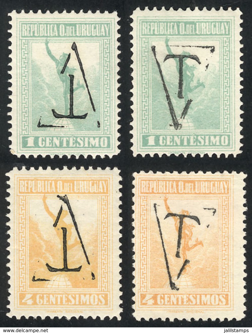1909 URUGUAY: Postage Due Stamps Of The Year 1922, The Set Of 2 Values With INVERTED Overprint (mint Original Gum) + A " - Uruguay