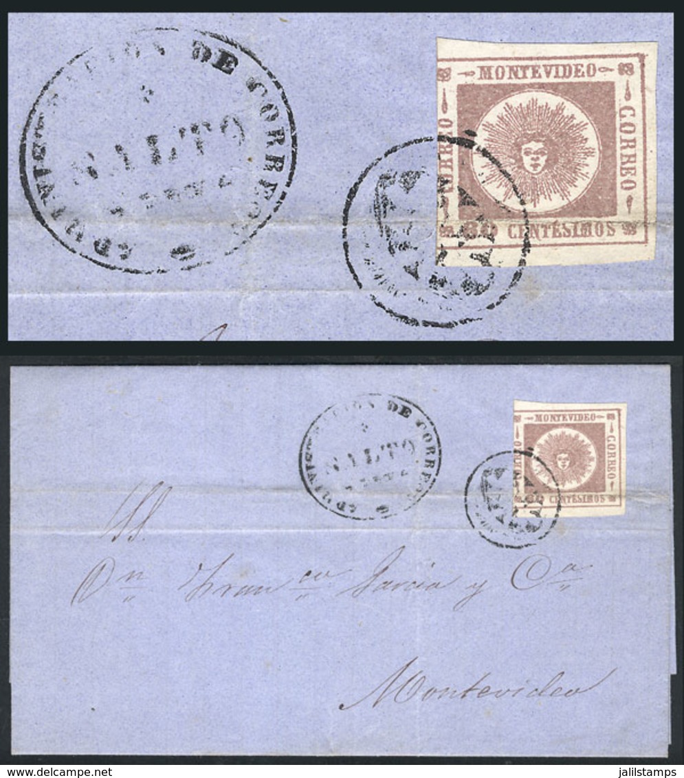 1910 URUGUAY: Entire Letter Sent From SALTO To Montevideo On 18/FE/1861, Franked With 60c. Thick Figures Of 3 Margins, W - Uruguay
