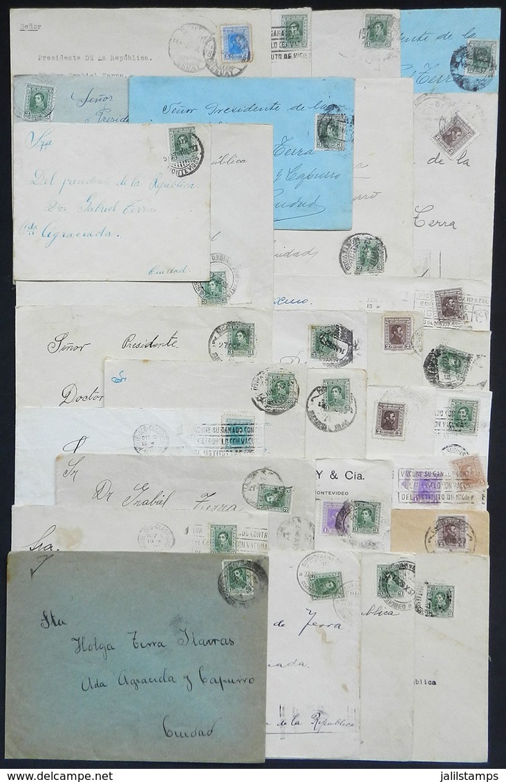 1913 URUGUAY: 28 Covers Sent In 1937 To The President Of The Republic, Mr Gabriel Terra (a Few To His Wife), VF Quality! - Uruguay