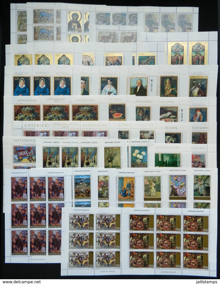 1945 YUGOSLAVIA: TOPIC PAINTINGS: 42 Different Mini-sheets, All MNH And Of Excellent Quality! - Collections