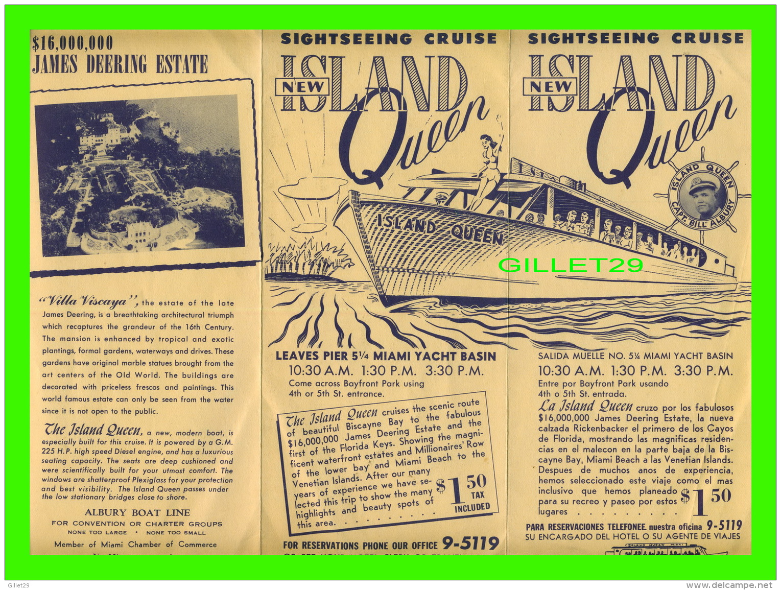 DÉPLIANTS TOURISTIQUES - SIGHTSEEING CRUISE, SHIP NEW ISLAND QUEEN, CAPT BILL ALBURY - 6 PAGES - - Dépliants Touristiques