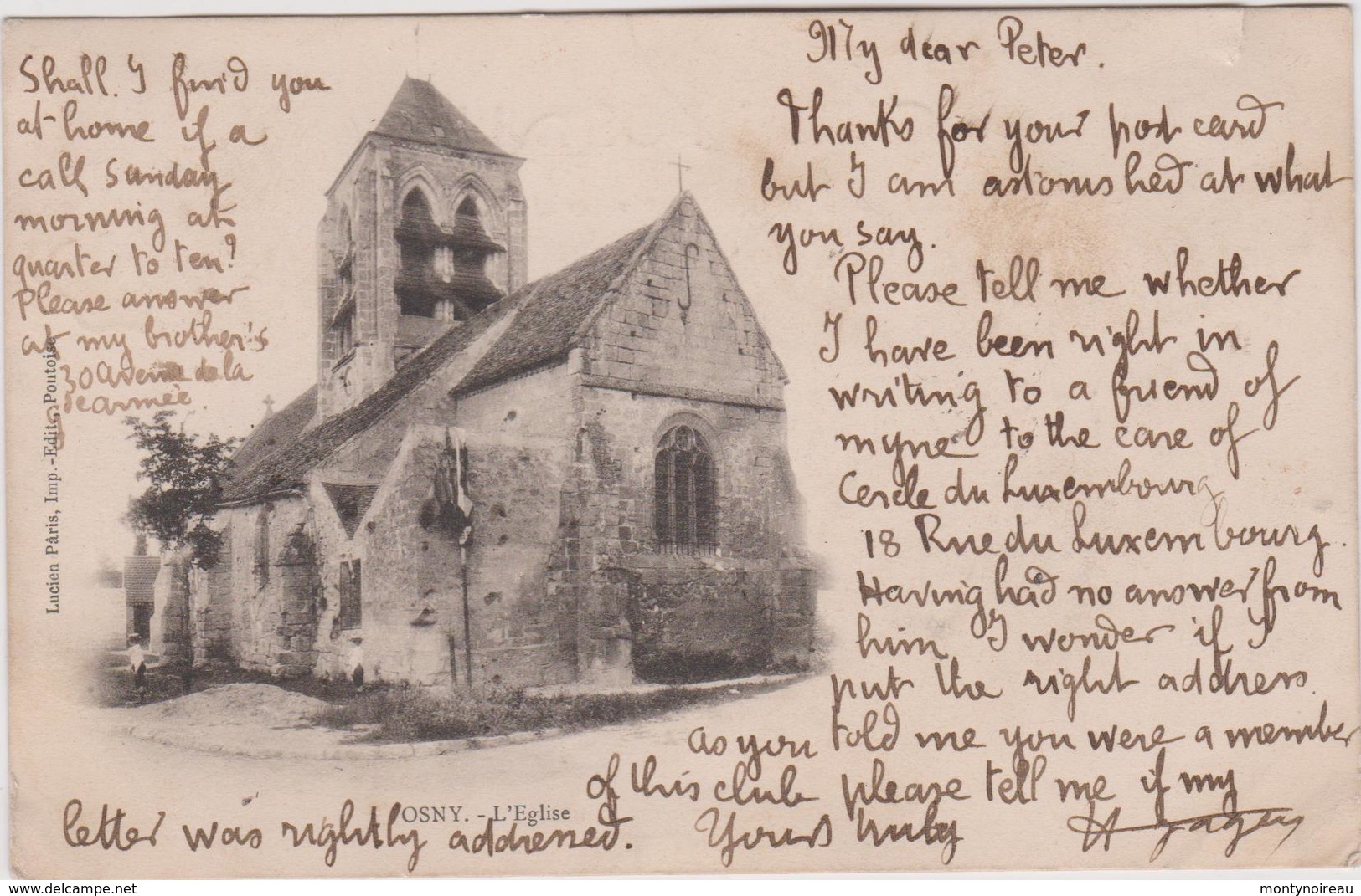 Val D Oise : OSNY : L église (  écriture  Anglaise ) - Osny