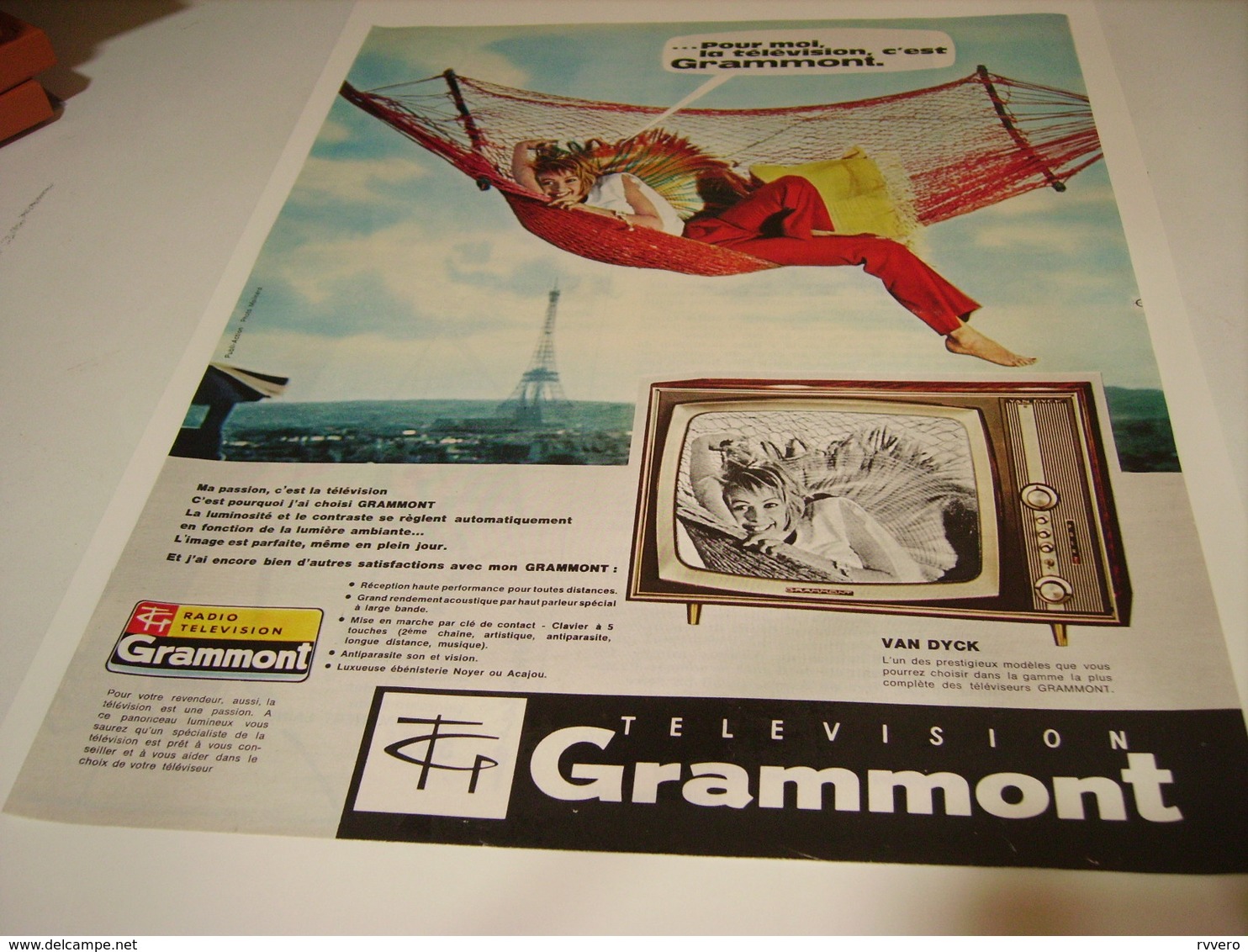 ANCIENNE PUBLICITE TELEVISION GRAMMONT S A  1964 - Television