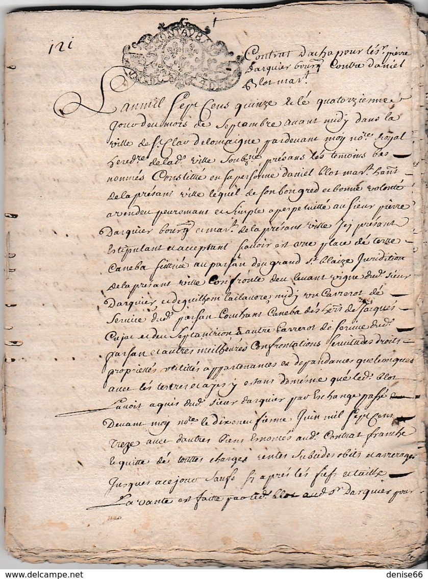 1715  St CLAR DE LOMAGNE (32) Contrat D'achat Entre Pierre DARQUIER Bourg Et Daniel BLOT, Marchand - Documents Historiques