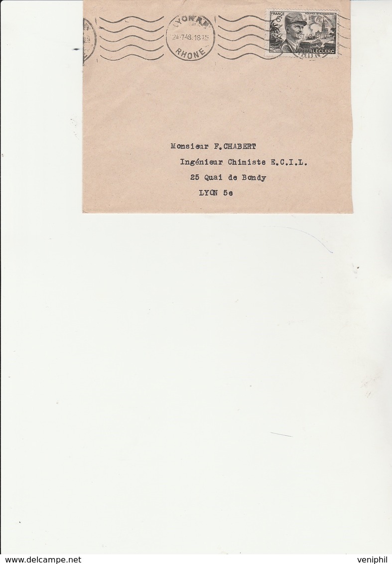 LETTRE AFFRANCHIE N° 815 - LECLERC - CAD LYON 1948. - 1921-1960: Moderne