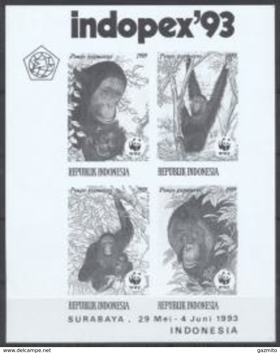 Indonesia 1993, WWF, Orang Utan, Indopex93, Black And White BF - Gorilles