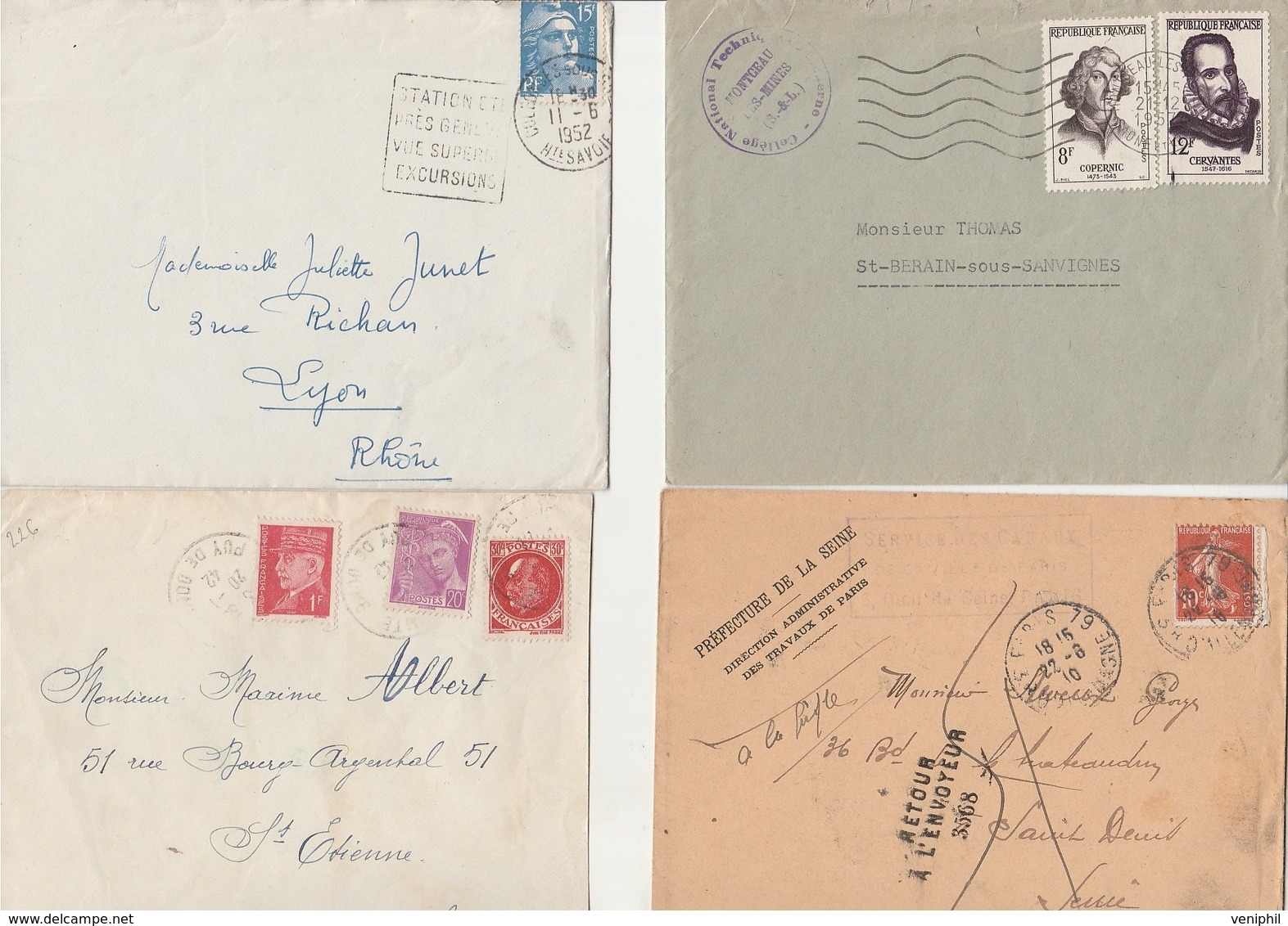 LOT DE 10 LETTRES AFFRANCHISSEMENT DIVERS DES ANNEES 1910 -1958 - 1921-1960: Modern Tijdperk