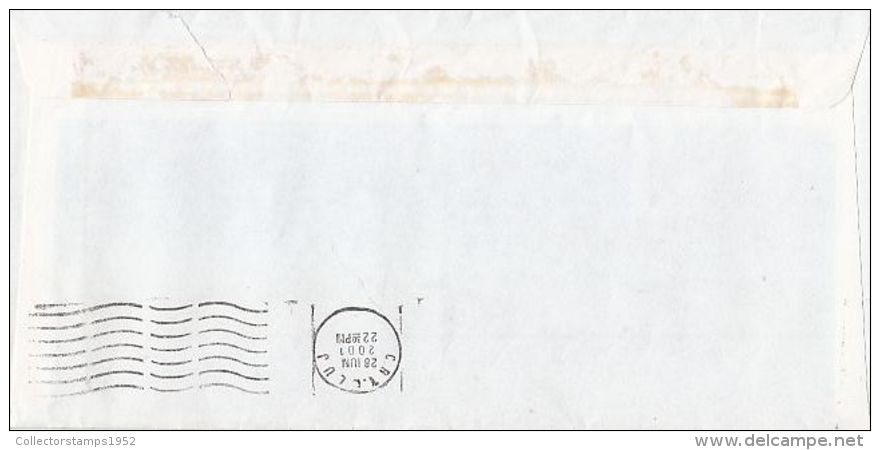 6456FM- AMOUNT 2200, BUCHAREST, RED MACHINE STAMPS ON COVER, COMPANY HEADER, 2001, ROMANIA - Covers & Documents