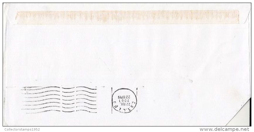 6458FM- AMOUNT 1000, BUCHAREST, RED MACHINE STAMPS ON COVER, COMPANY HEADER, 2001, ROMANIA - Cartas & Documentos