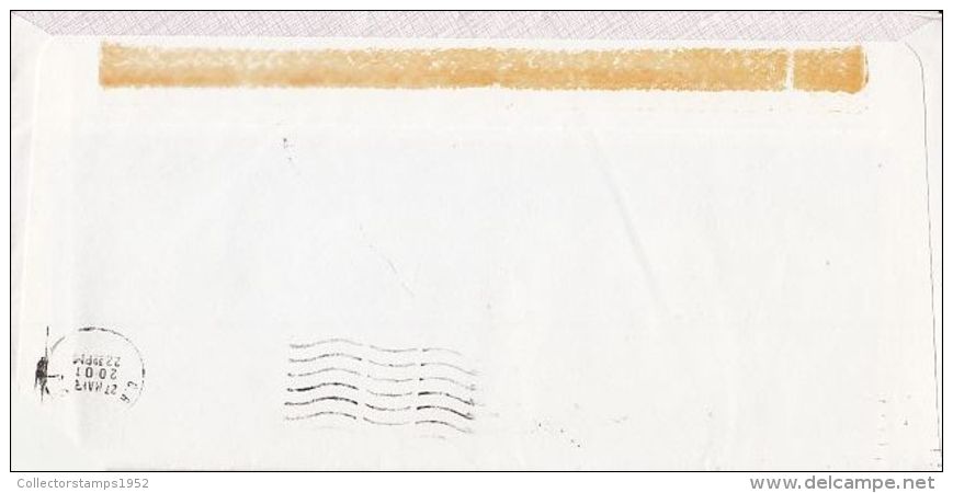 6460FM- AMOUNT 700, BUCHAREST, RED MACHINE STAMPS ON COVER, 2001, ROMANIA - Briefe U. Dokumente