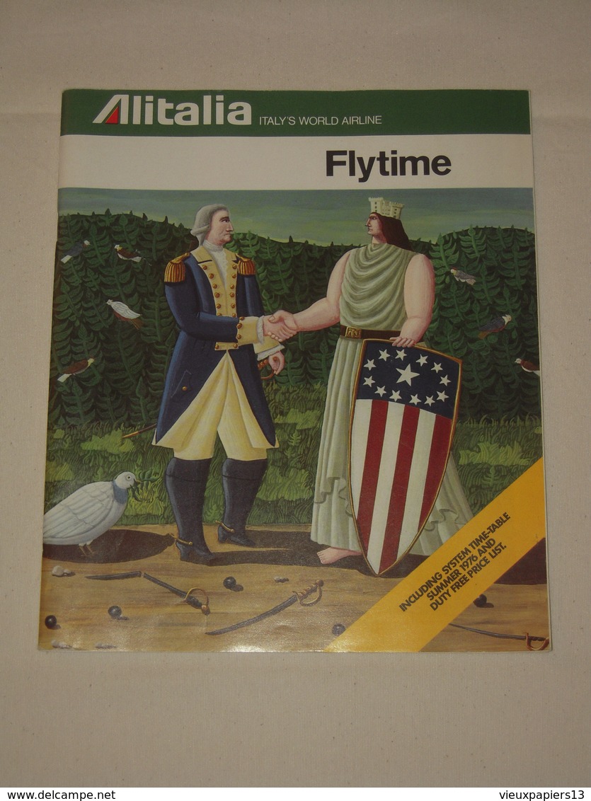 ALITALIA 1976 Flytime - Indicateur Horaire Timetable - Cartes - Publicités - Passenger Service - 100 Pages TBE - Other & Unclassified