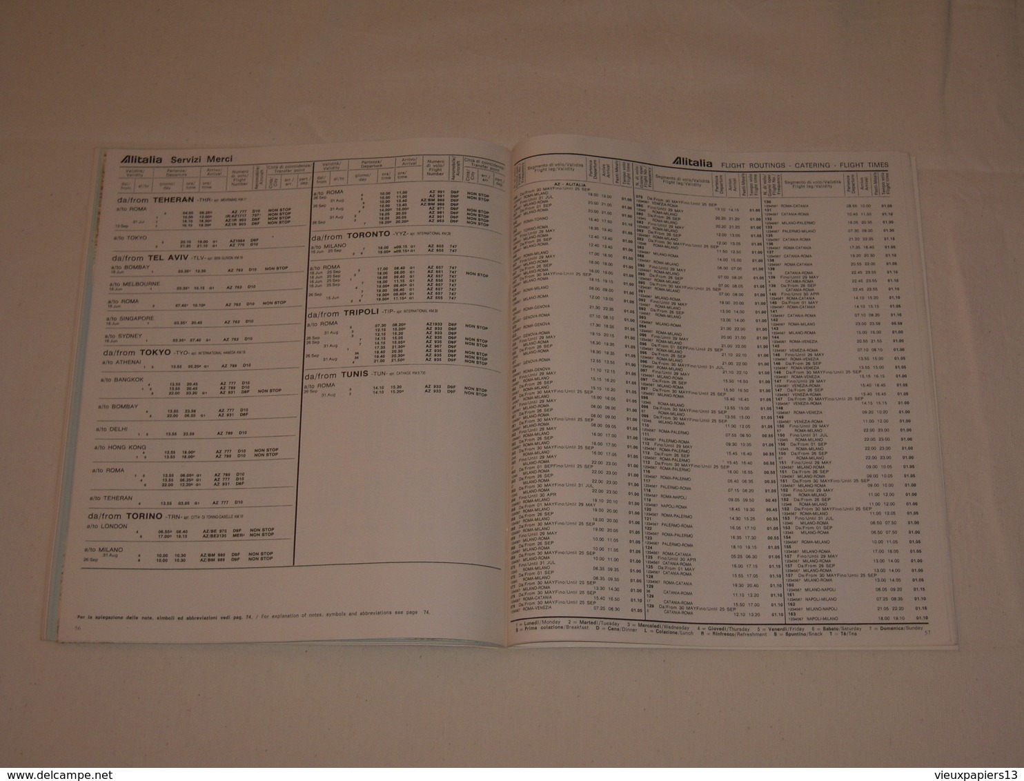 ALITALIA 1976 Flytime - indicateur horaire timetable - cartes - publicités - passenger service - 100 pages TBE