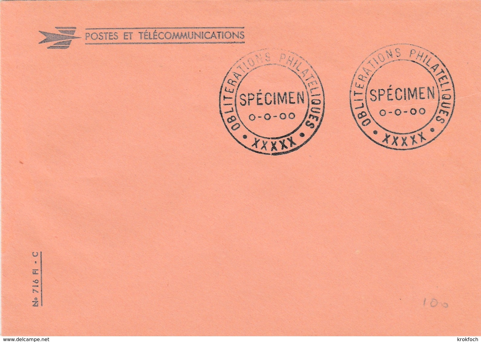 Cachet Specimen De Bureau Temporaire - Oblitérations Philatéliques Sur Enveloppe PTT - Commemorative Postmarks