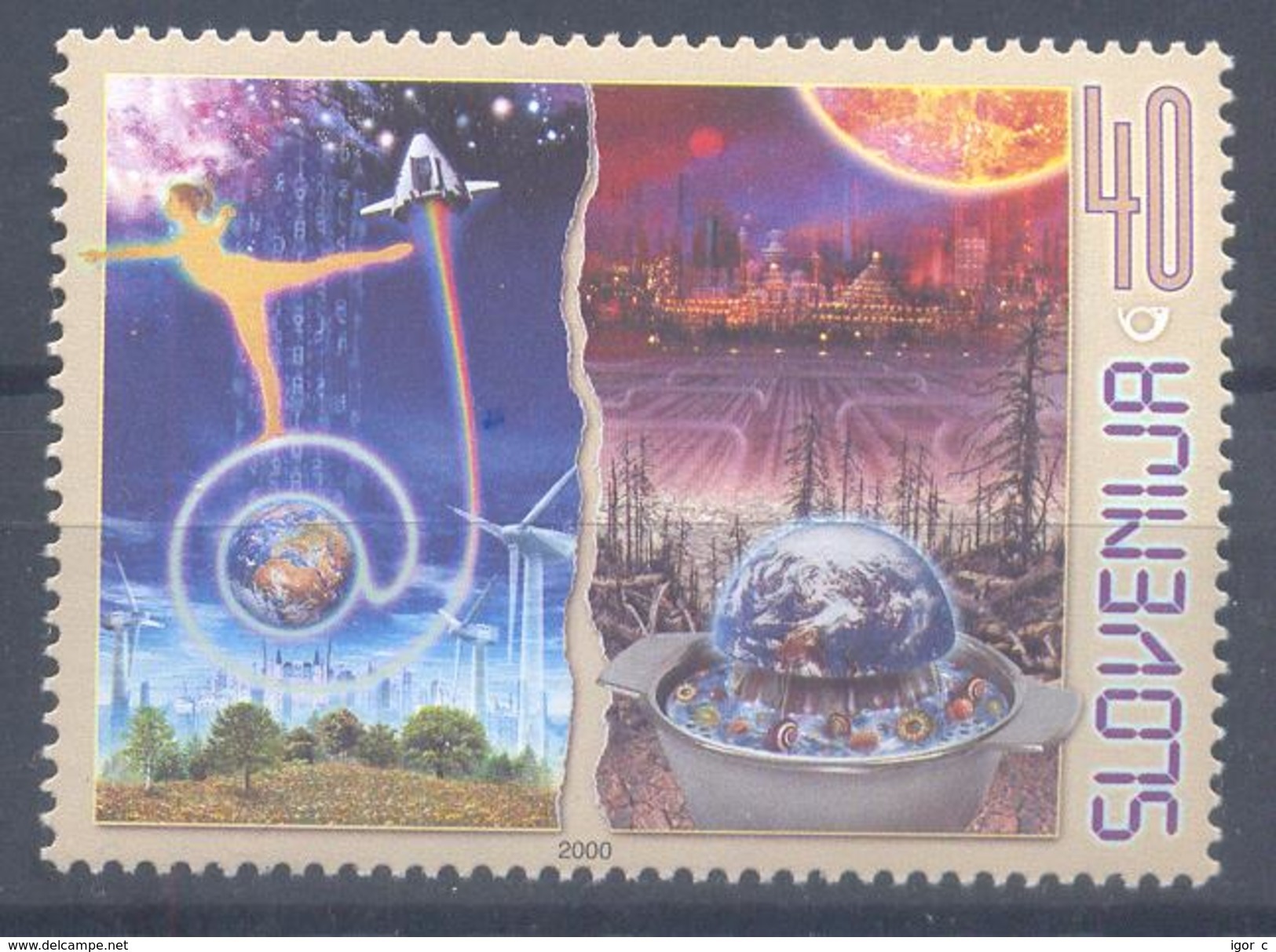 Slovenia Slovenie Slowenien 2000 Mint MNH **: New Millenium; Planet Earth; Flowers Flora Trees; Wind Energy - Umweltschutz Und Klima