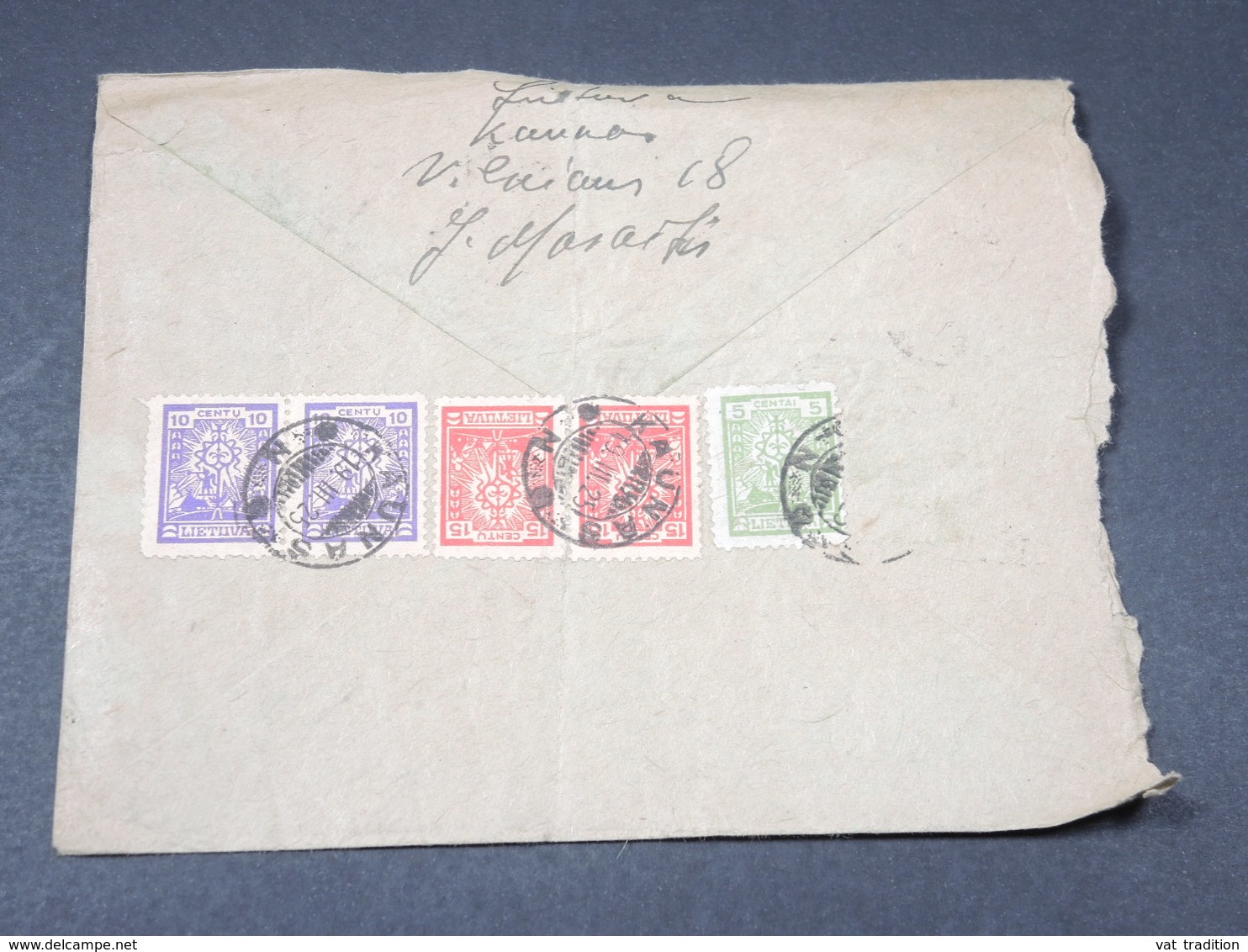 LITUANIE - Enveloppe De Kaunas Pour La France En 1925 , Affranchissement Au Verso - L 17885 - Lituanie