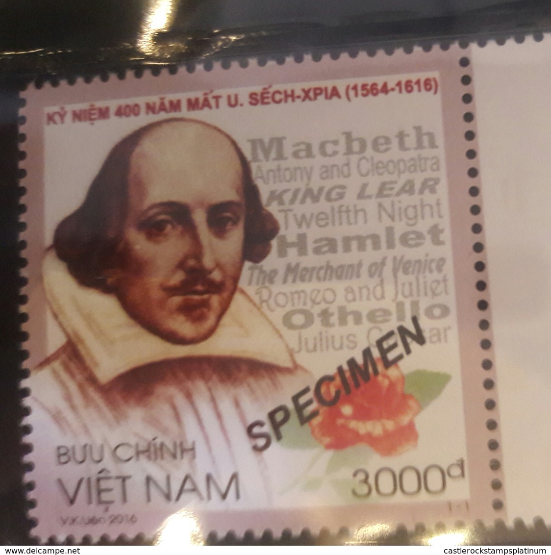 O)2016 VIETNAM, SPECIMEN, WILLLIAM SHAKESPEARE -DRAMATURGO-WRIGHT, MNH - Viêt-Nam