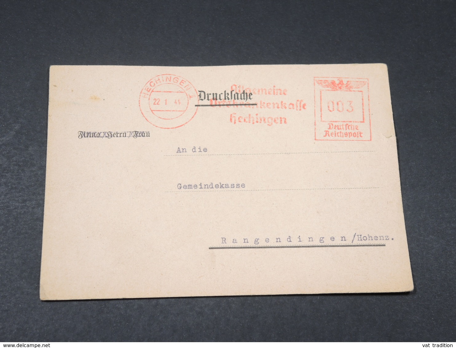 ALLEMAGNE - Carte Commerciale De Hechingen En 1944 Pour Rangendingen - L 17890 - Lettres & Documents